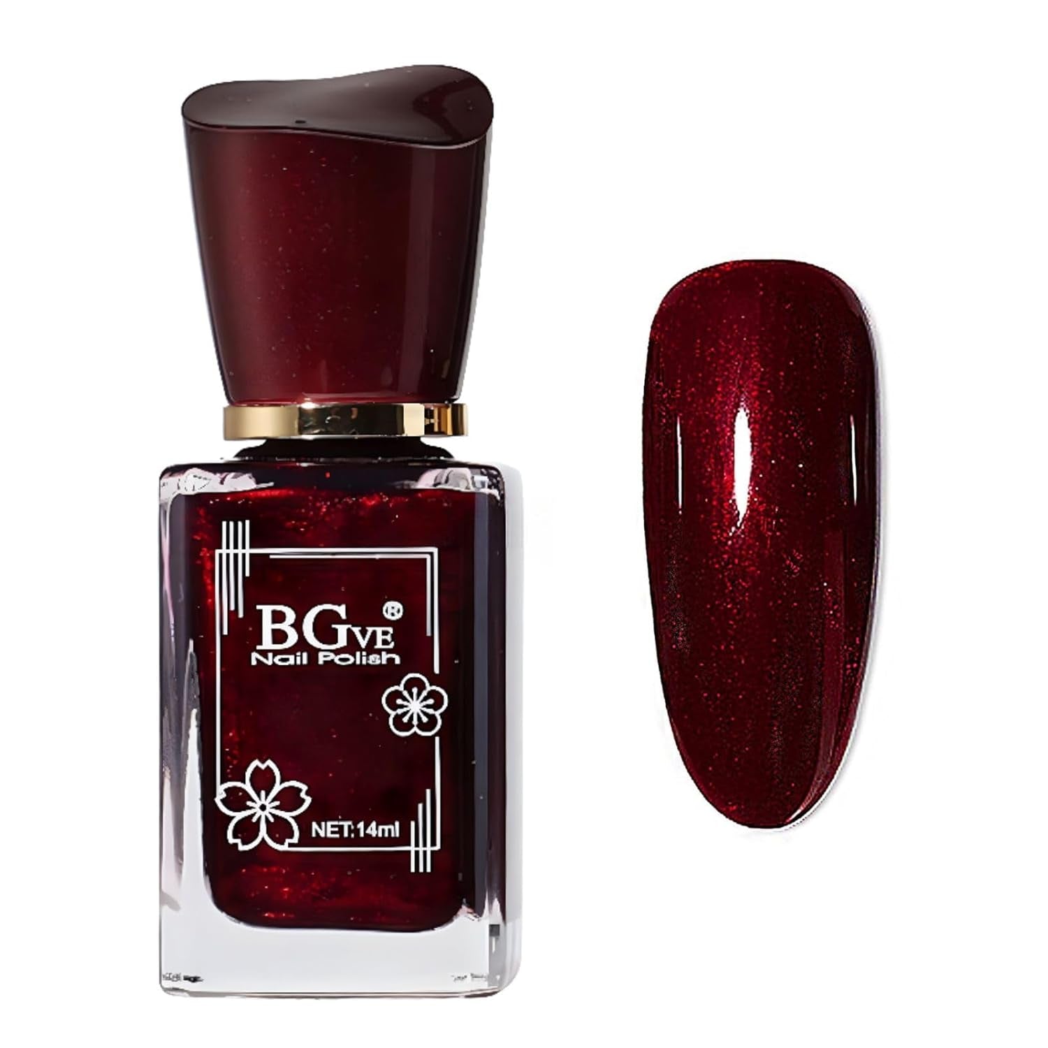 Shimmer Nail Polish Red - Dark Burgundy Red Nail Polish Quick Dry - Glitter Nail Varnish Long Lasting - Natural Nail Lacquer Glossy - Sparkle Nail Gel for Nail Art DIY