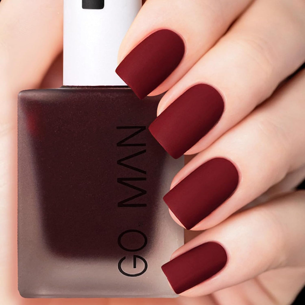Dark Red Matte Nail Polish - Quick Dry Frosted Cherry Red Gel Nail Polish, Velvet Finish, Cruelty Free