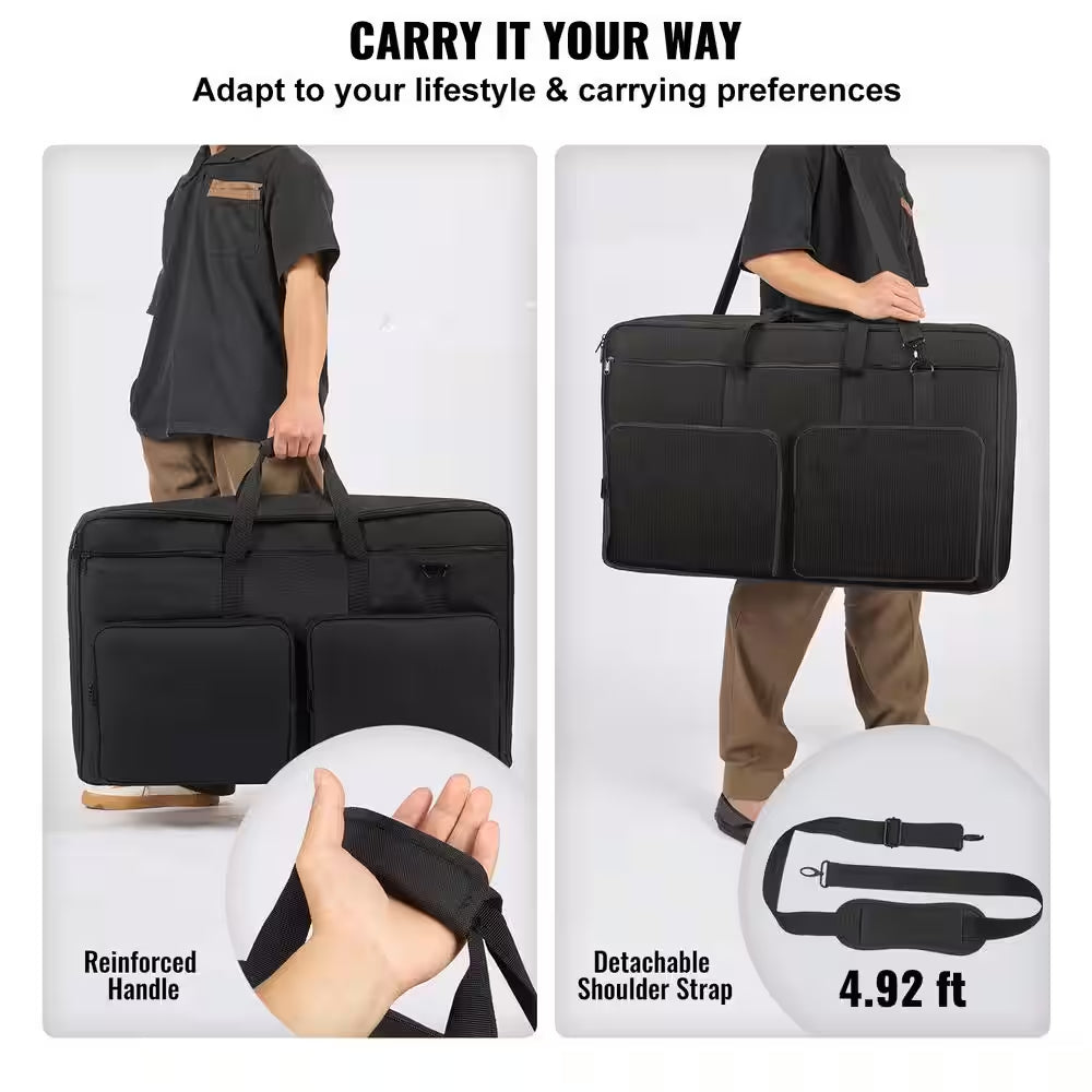 Padded DJ Mixer Gig Bag, 1200D Oxford Fabric, with Storage Pocket, 4.92 Ft. Removable Strap Black plus Orange