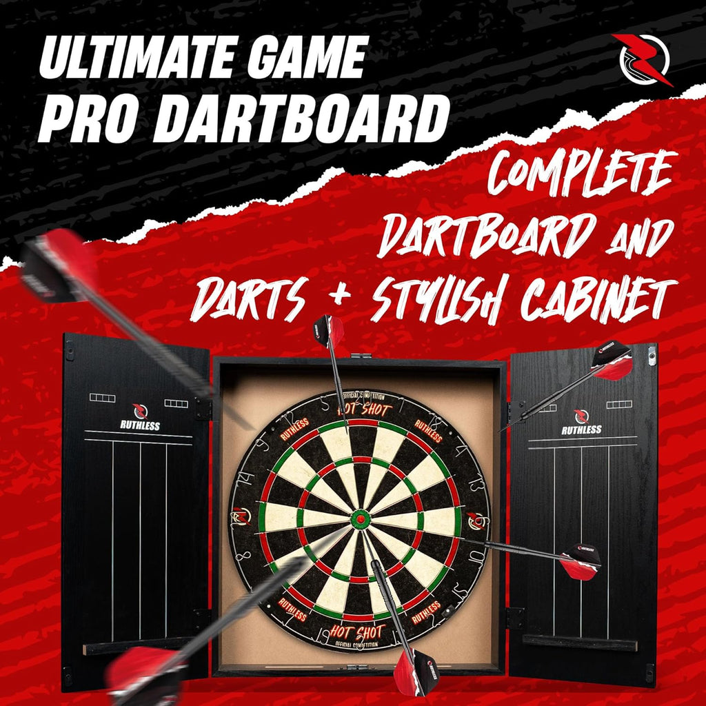 Home Darts Centre with or without LED Light Options | Home Dart Board Centre Including Cabinet, Dartboard and 2 Sets of Darts.