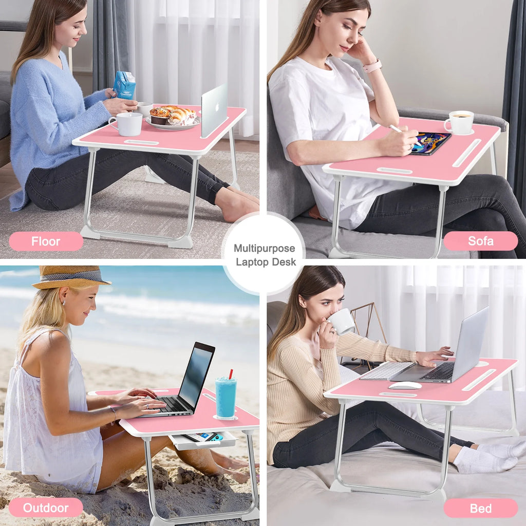 Large Lap Desk for Bed | Laptop Table, Portable Desk, Bed Laptop Desk, Bed Table for Laptop | Floor Table, Floor Desk for Adults (Pink) School Supplies