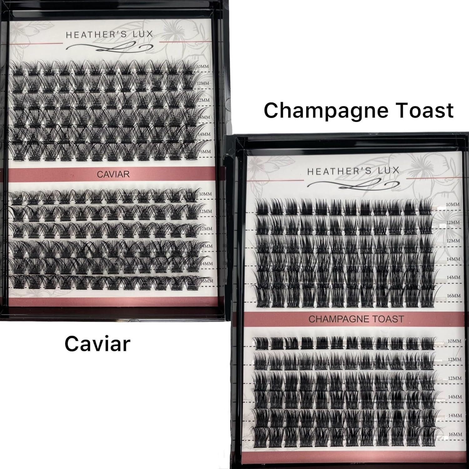 HEATHER’S LUX DIY Eyelash Lash Extension Kit Lash Clusters Lash Kit with 144 Pieces, Tweezers, Bond, Seal & Glue Remover, Reusable Individual Segment Lashes (Champagne Toast)