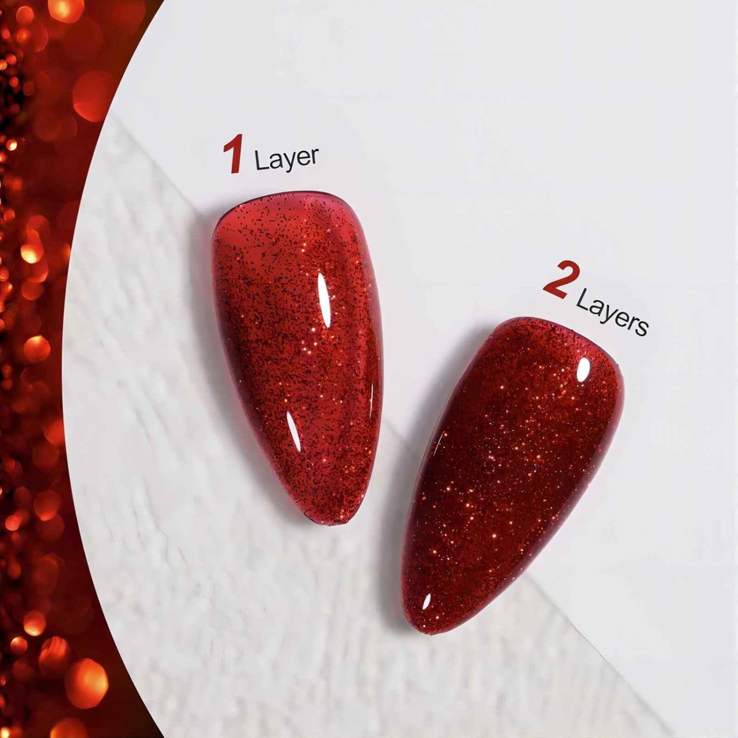 Shimmer Nail Polish Red - Dark Burgundy Red Nail Polish Quick Dry - Glitter Nail Varnish Long Lasting - Natural Nail Lacquer Glossy - Sparkle Nail Gel for Nail Art DIY