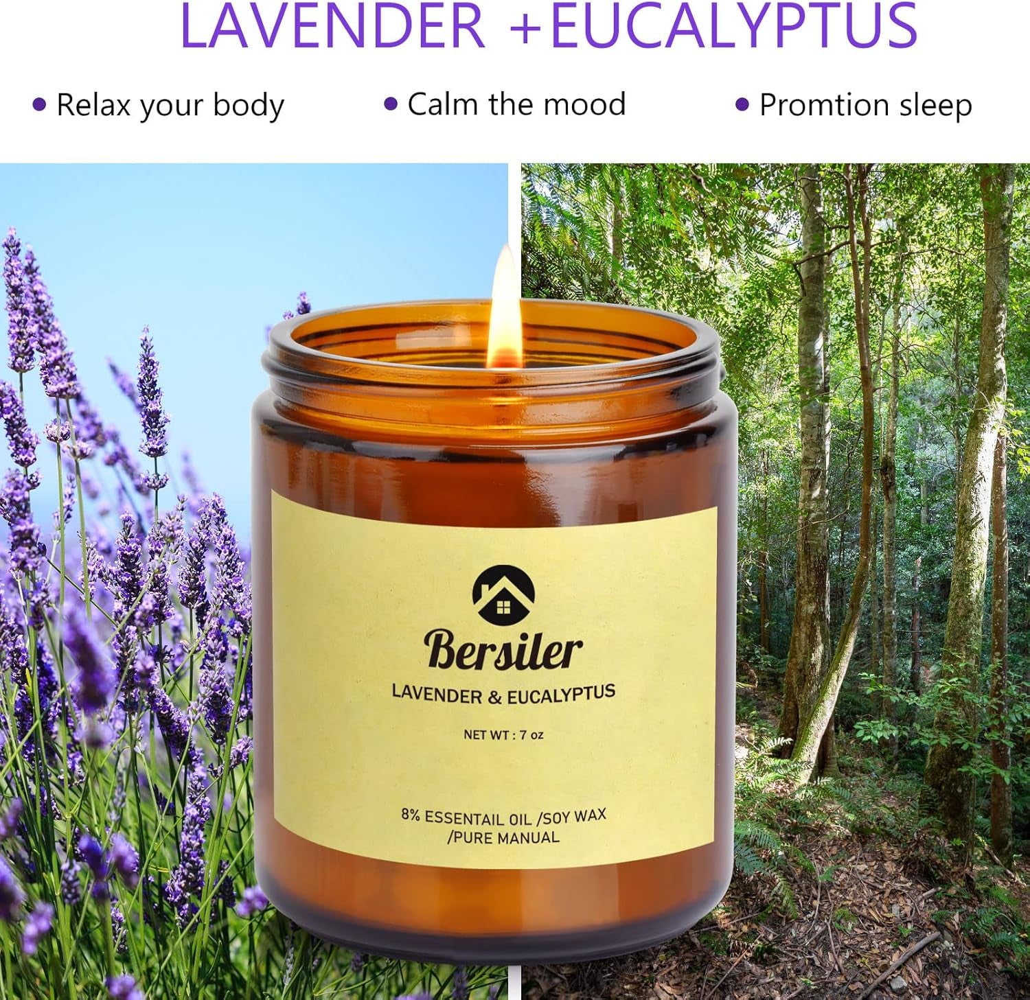 Aromatherapy Candles, Scented Candles, 7OZ Lavender Eucalyptus Candles Stress Re
