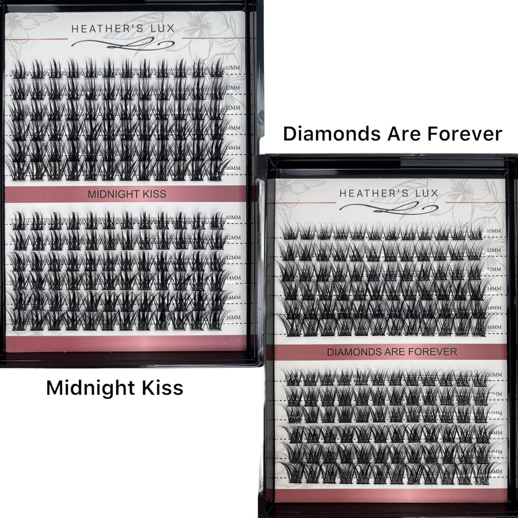 HEATHER’S LUX DIY Eyelash Lash Extension Kit Lash Clusters Lash Kit with 144 Pieces, Tweezers, Bond, Seal & Glue Remover, Reusable Individual Segment Lashes (Champagne Toast)