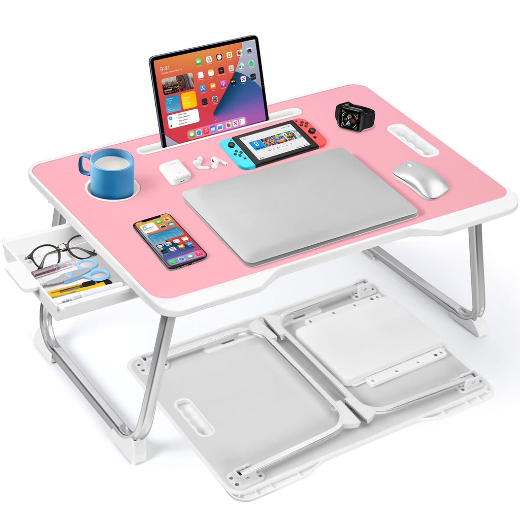 Large Lap Desk for Bed | Laptop Table, Portable Desk, Bed Laptop Desk, Bed Table for Laptop | Floor Table, Floor Desk for Adults (Pink) School Supplies