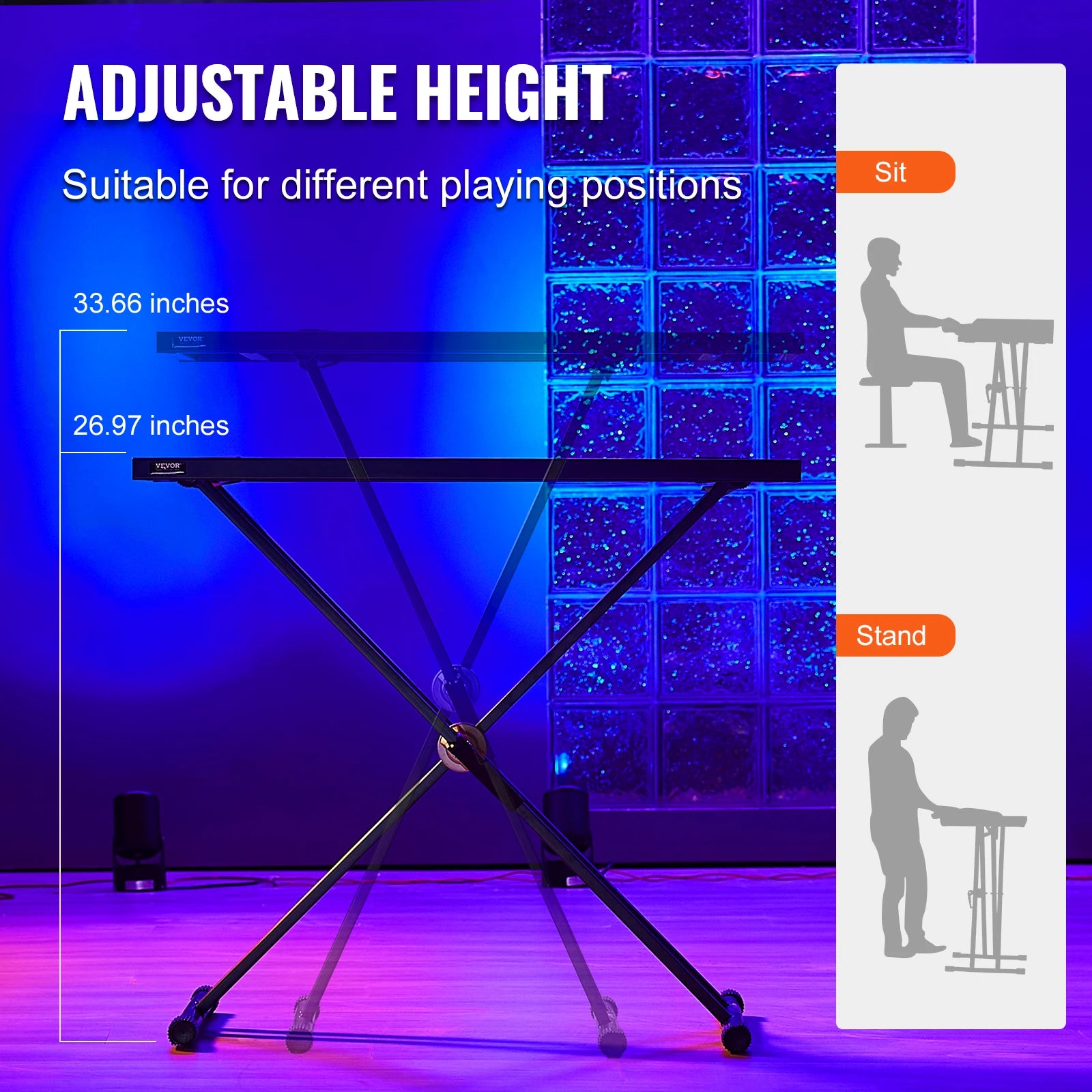 Succebuy DJ Table Stand 32" X 20" Portable Laptop and Controller Foldable Double-X Braced Keyboard Stand Tabletop Audio Mixer