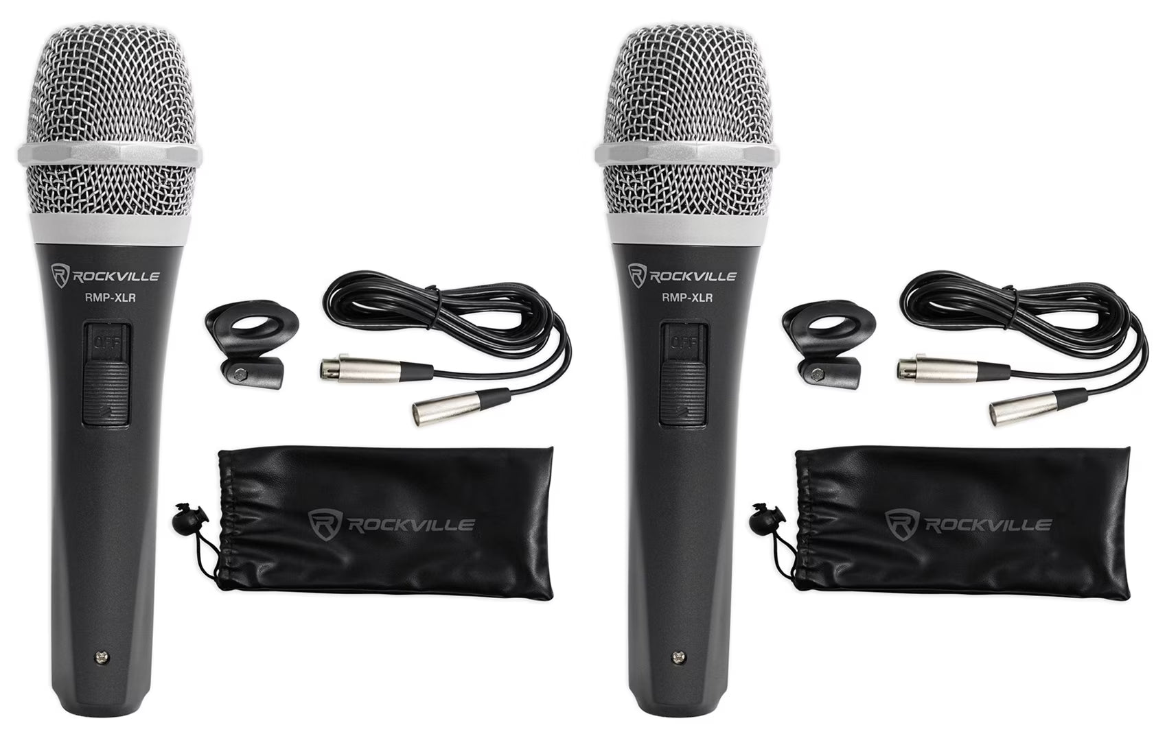 2  RMP-XLR Dynamic Cardioid Pro Microphones + 10' XLR Cables+2 Clips