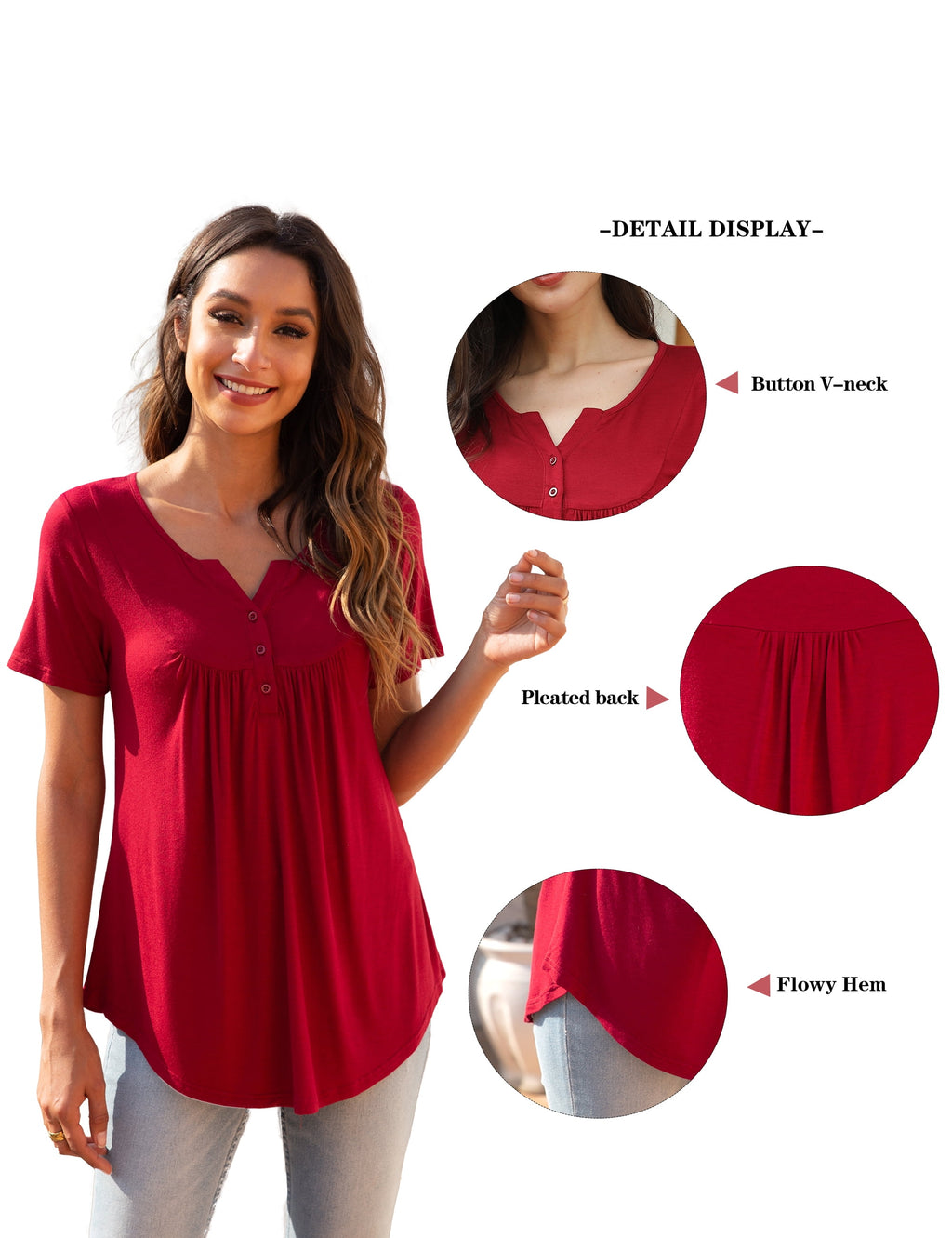 Women'S plus Size Tunic Tops Short Sleeve V Neck Casual Blouses M-4X