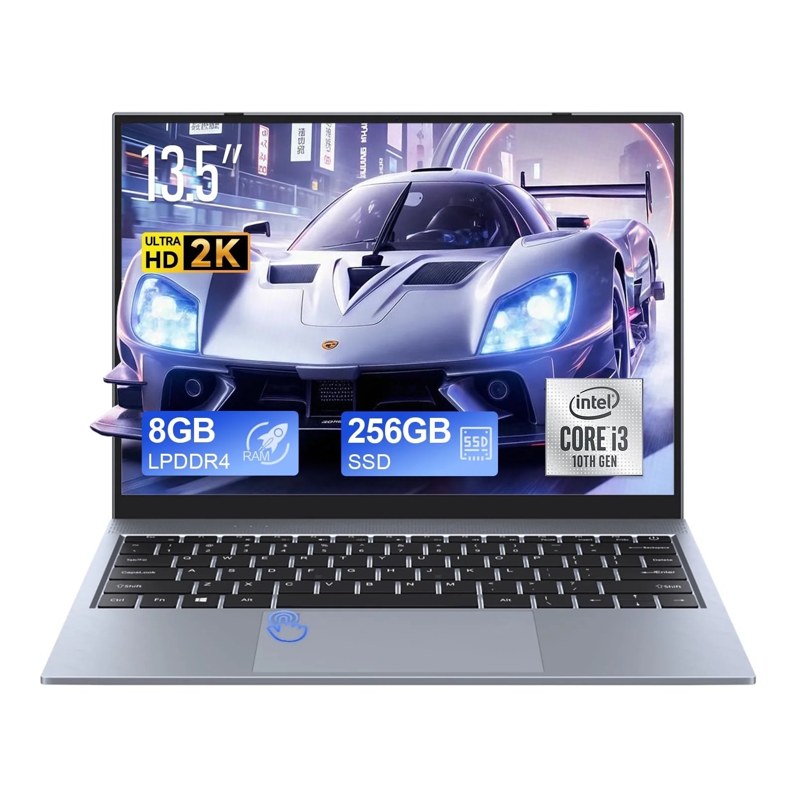 13.5" Windows 11 Pro Business Laptop, 8GB RAM 256GB SSD, Intel Core I3 1005G1, up to 3.4Ghz, 16:10 2.5K UHD Display Fingerprint Backlit Keyboard Wifi5 BT 5.0 for Student, Beginner, Gray