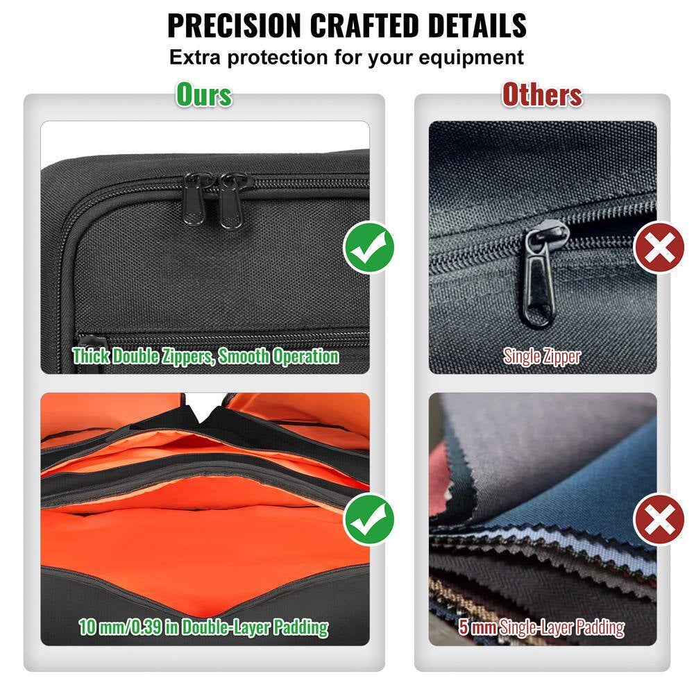 Padded DJ Mixer Gig Bag, 1200D Oxford Fabric, with Storage Pocket, 4.92 Ft. Removable Strap Black plus Orange