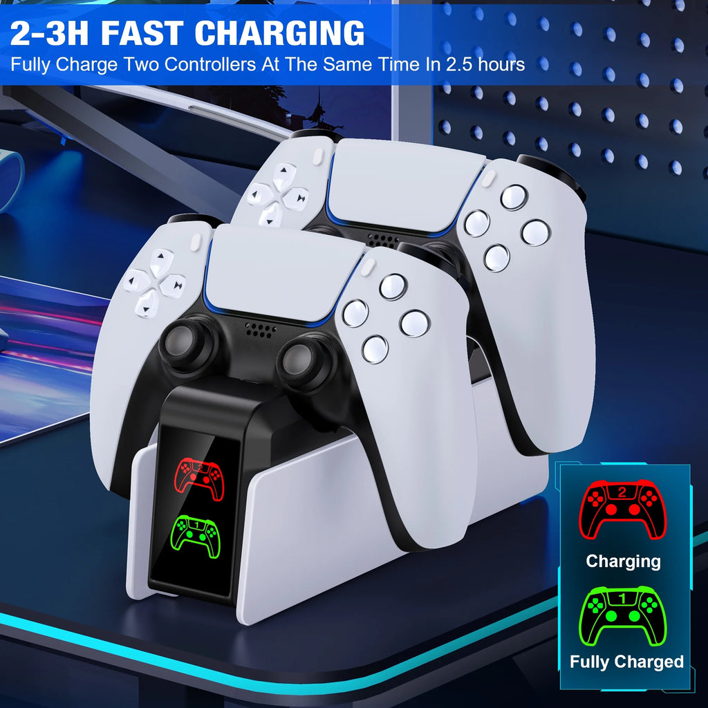 PS5 Controller Charger,  Charging Station with Fast Charging for PS5 Controller Accessories,White