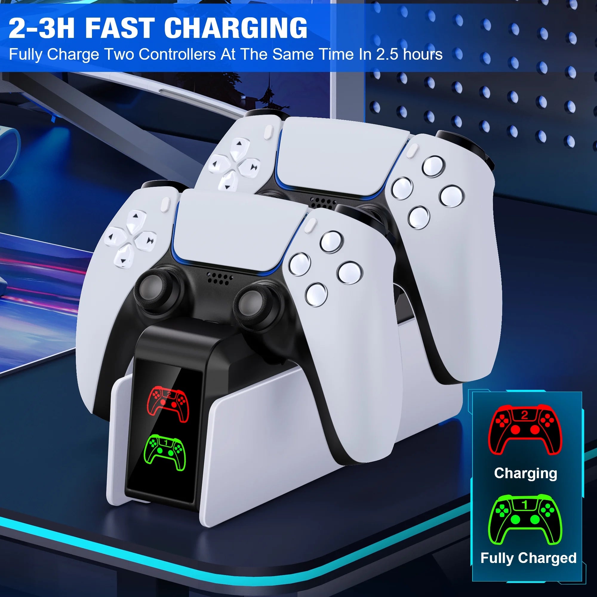 PS5 Controller Charger,  Charging Station with Fast Charging for PS5 Controller Accessories,White