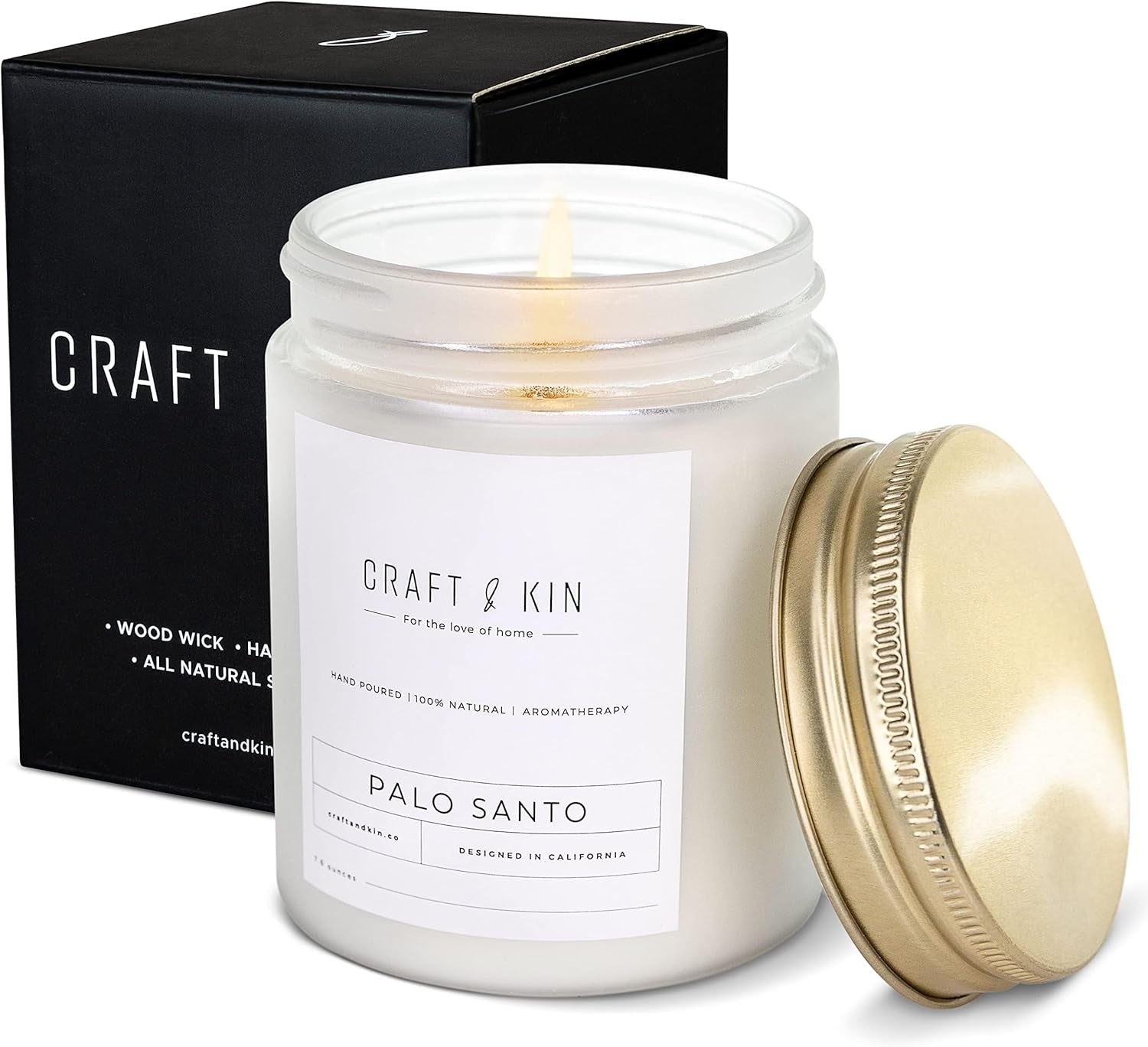 Palo Santo Fall Scented Candle | 8 Oz 45 Hour Long Lasting | Classic Soy Woodwick Fall Candles | Made with Natural Soy | Gifts for Men and Women