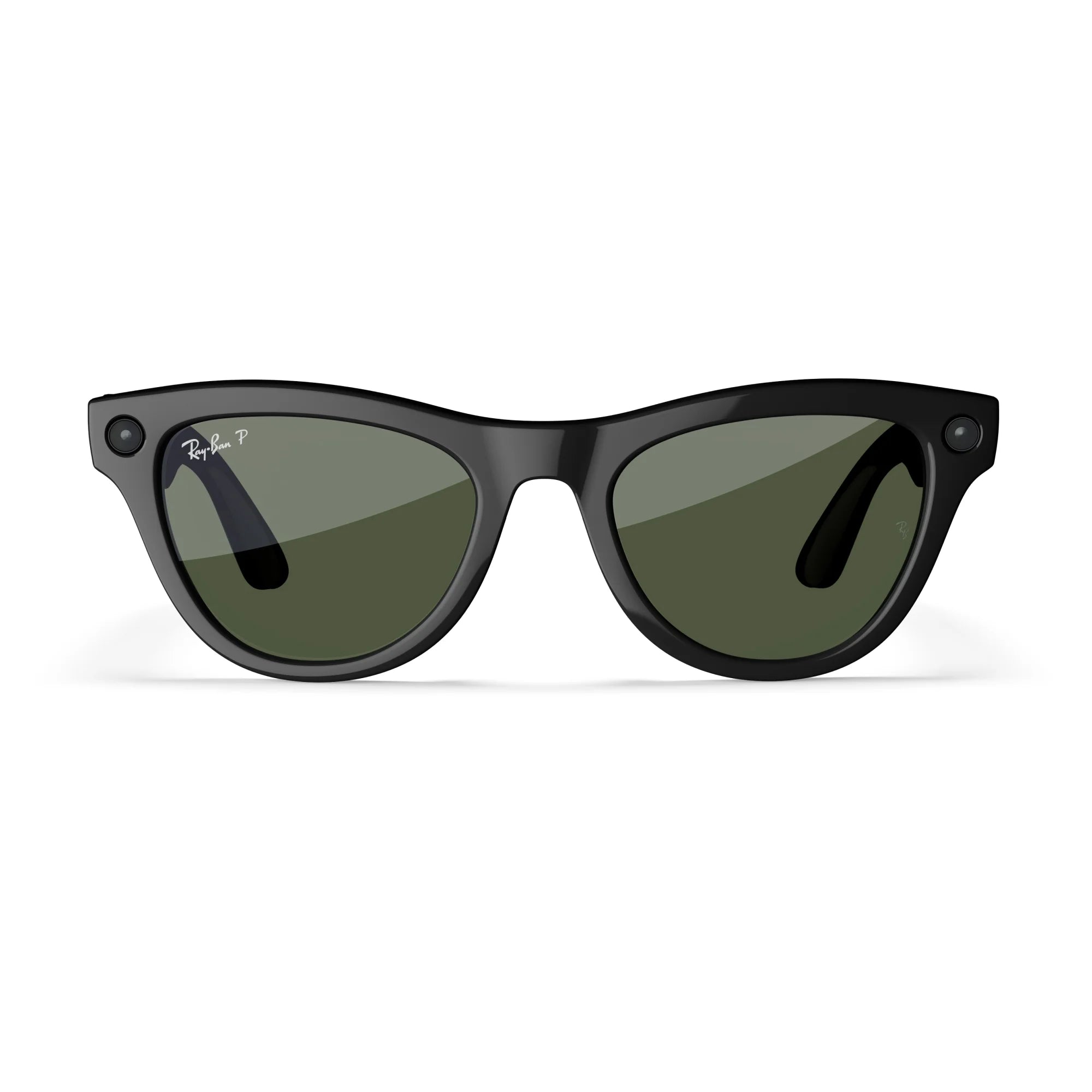 , Skyler Glasses with  AI, Audio, Photo, Video Compatibility, Shiny Black, Polarized Green Lenses, Regular Fit