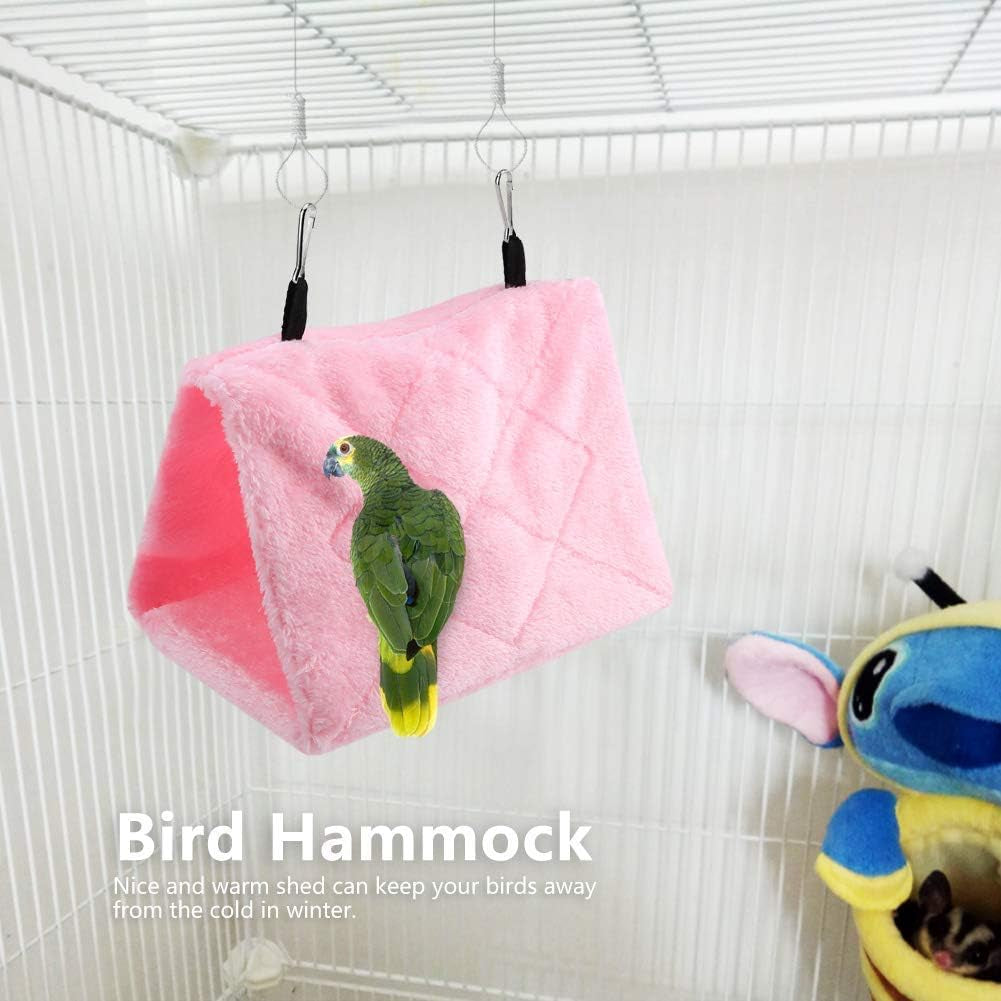 Peony Parrot Hammock Bird Nest Warm Soft Plush Hammock Hanging Cage Tent for Birds Parrot Winter Warm Bed Pet Toy Pouch Cotton Bed (M-)