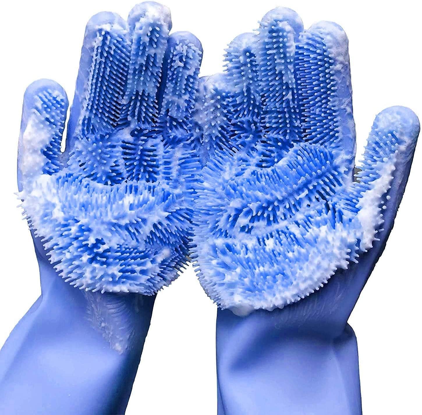 Cleaning Gloves Dishwashing Cleaning Scrubber Glove for Housework, Kitchen, Bathroom Cleaning 1 Pair (13.6" Large)