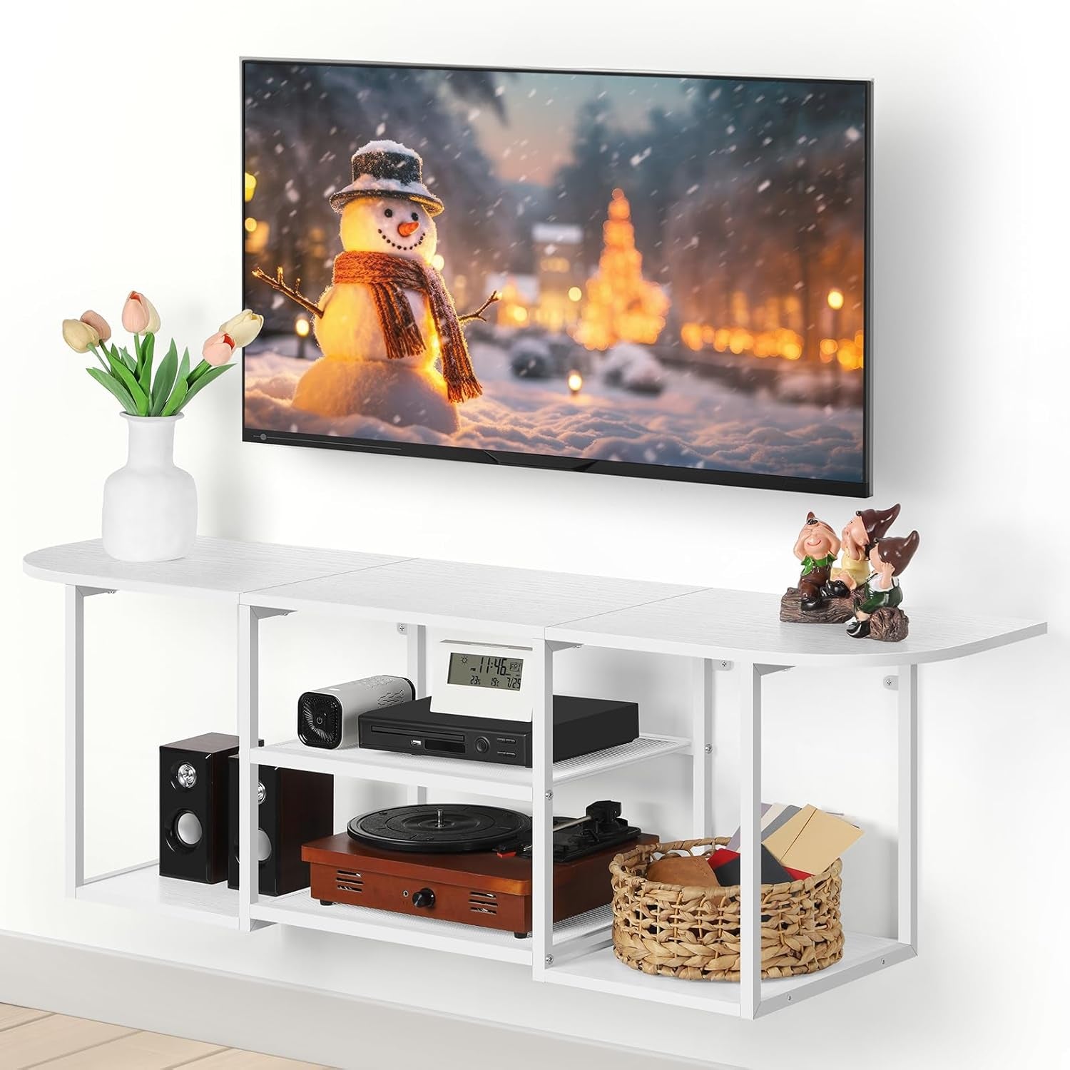 Floating TV Shelf Stand under TV Wall-Mounted Entertainment Center Industrial TV