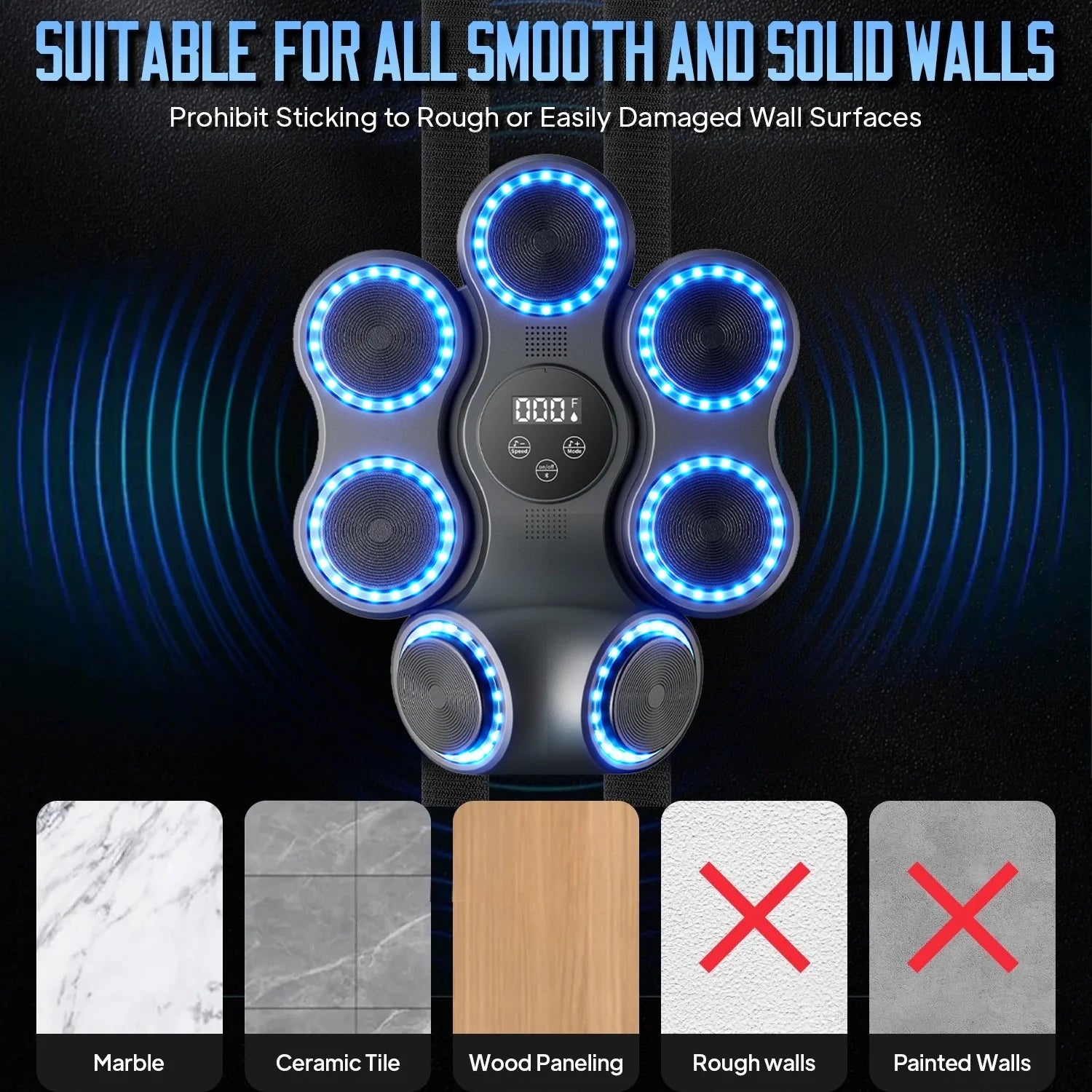 Adult Music Boxing Machine, Smart Bluetooth Boxing Trainer, Includes Boxing Gloves, 11 Training Modes, 9 Speed Settings, Wall-Mounted Boxing Training Equipment, Agility Training Equipment