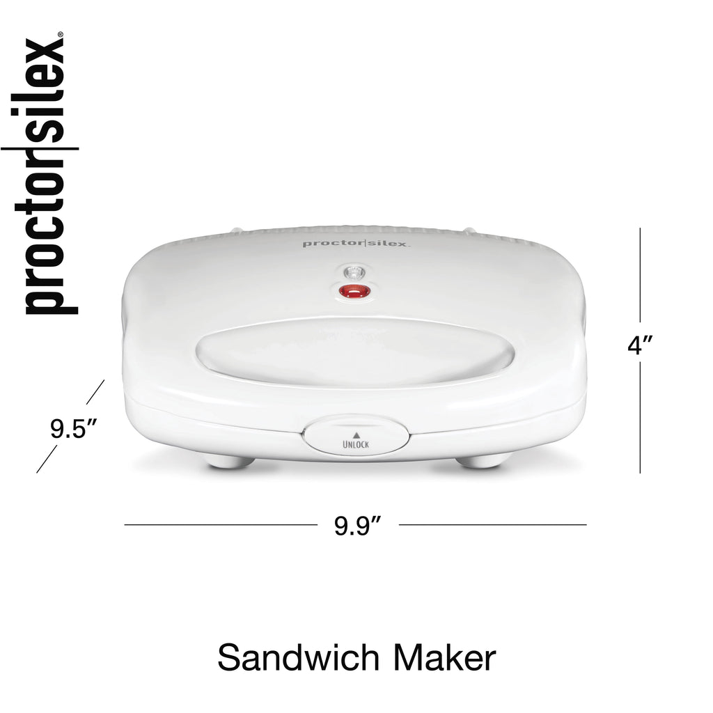 Hot Sandwich Maker with Nonstick Surface, Compact and Easy to Store, White
