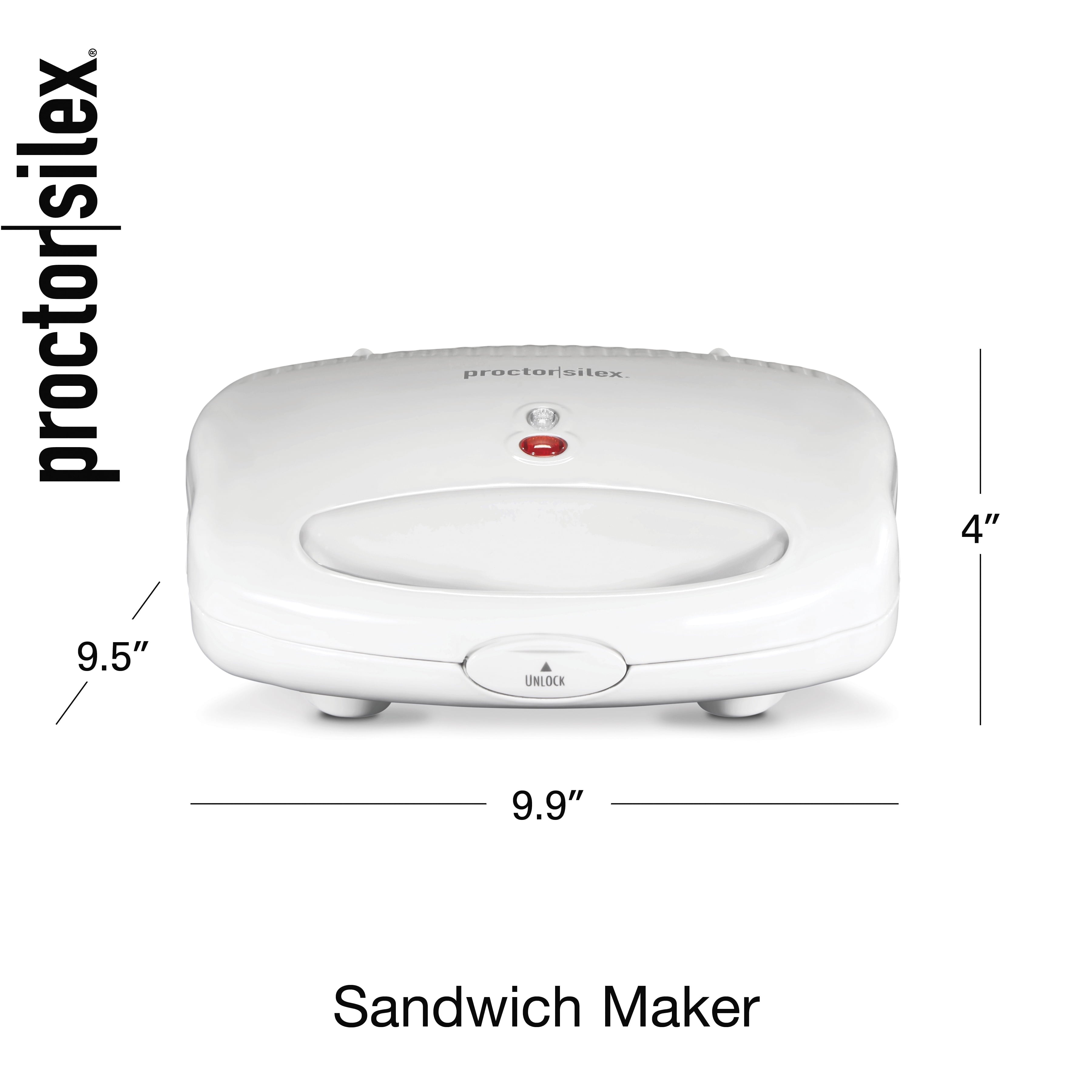 Hot Sandwich Maker with Nonstick Surface, Compact and Easy to Store, White