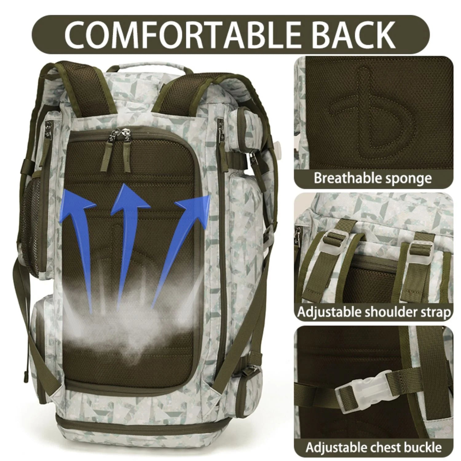 BE SMART 50L Extra Large Gym Backpack for Men, Big Gym Bag with Shoes Compartment, Waterproof Heavy Duty Duffel Bags, Men'S Workout Backpacks for Outdoor Sport,Hiking,Camping (XL)