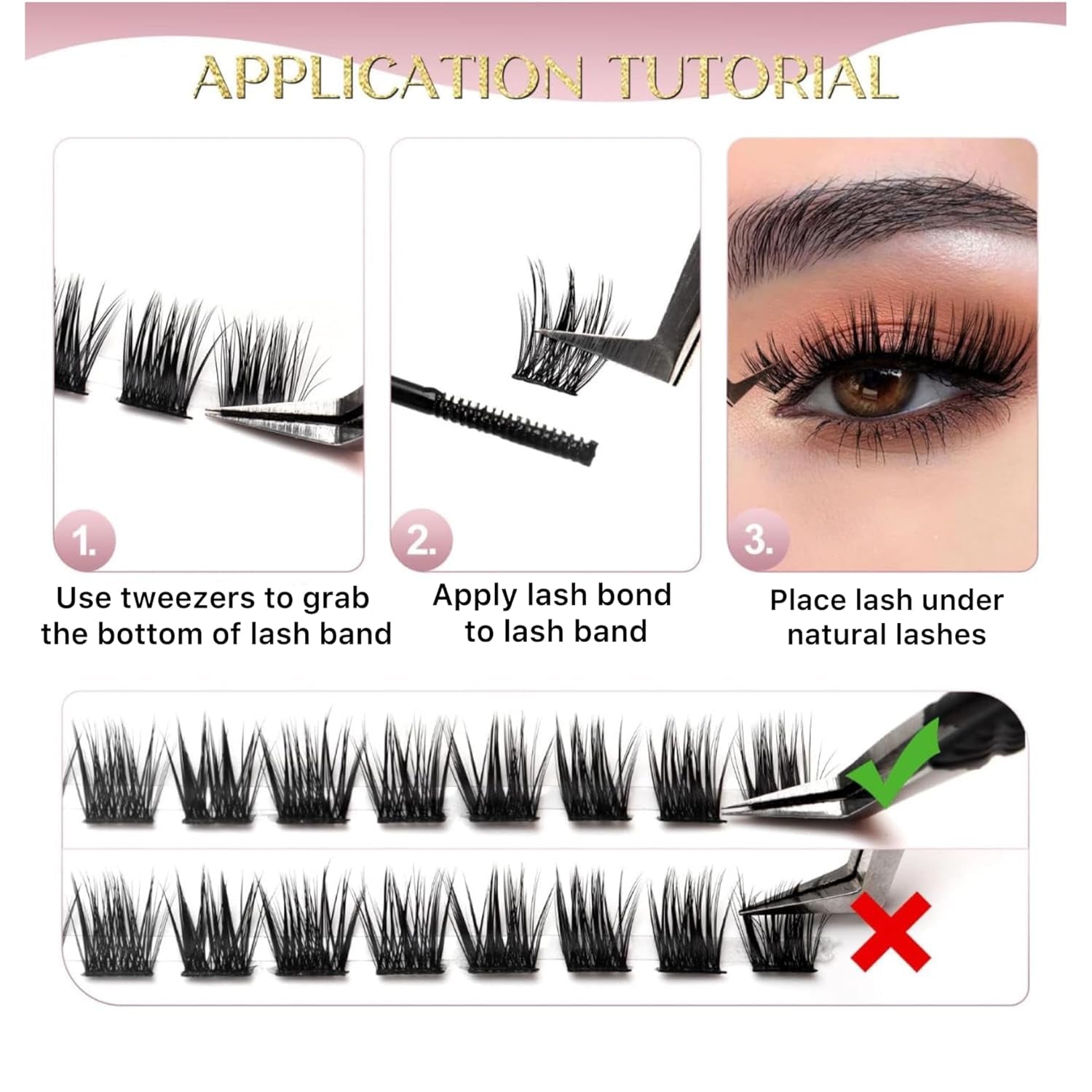 HEATHER’S LUX DIY Eyelash Lash Extension Kit Lash Clusters Lash Kit with 144 Pieces, Tweezers, Bond, Seal & Glue Remover, Reusable Individual Segment Lashes (Champagne Toast)