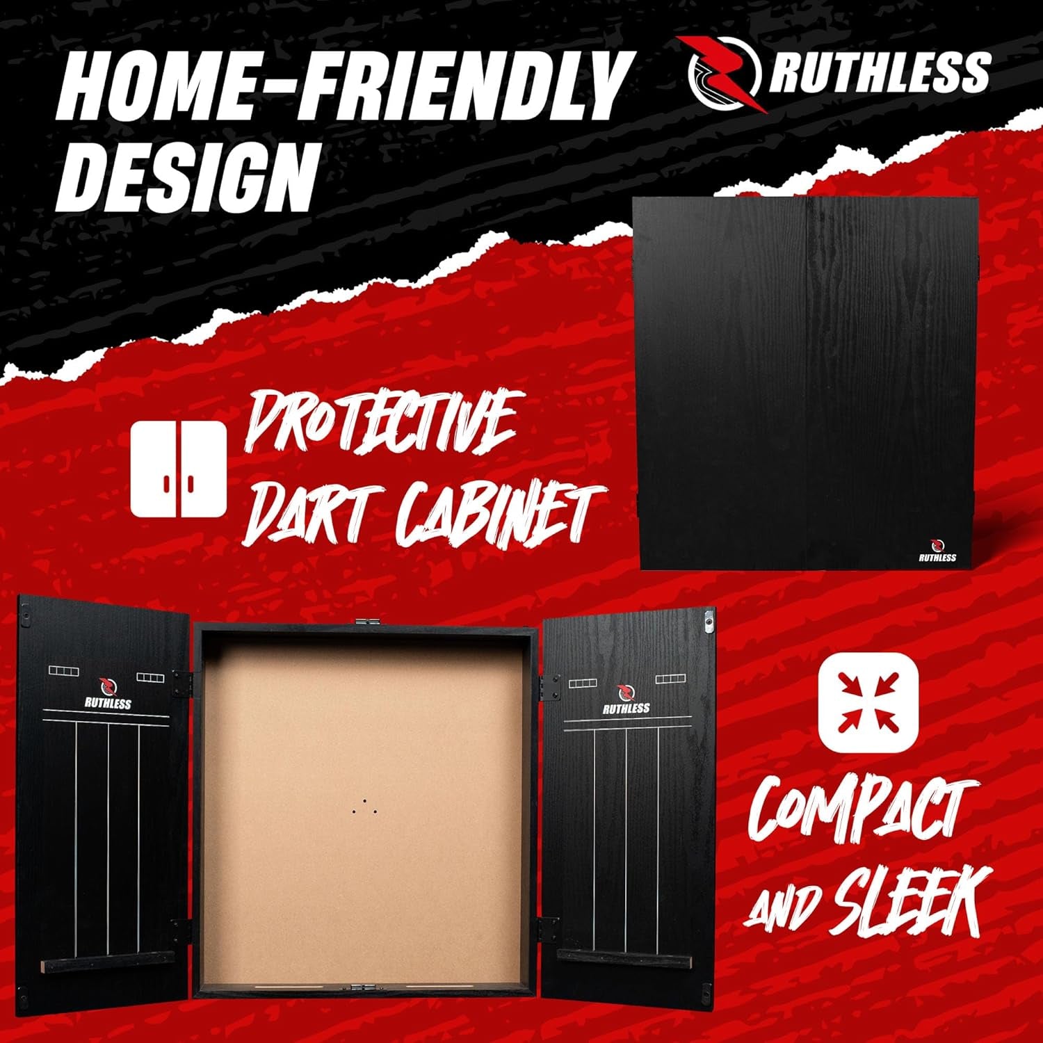Home Darts Centre with or without LED Light Options | Home Dart Board Centre Including Cabinet, Dartboard and 2 Sets of Darts.
