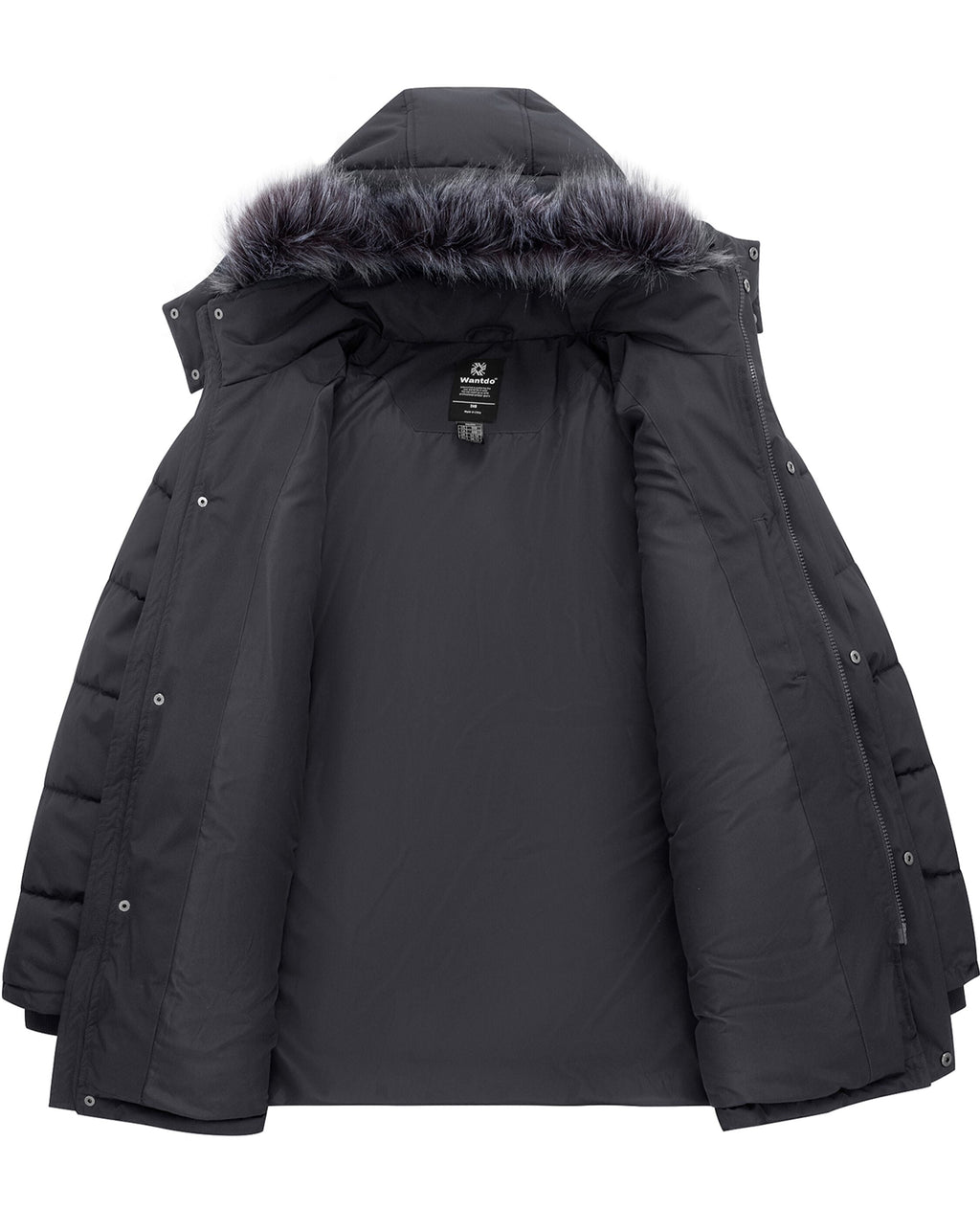 Men'S plus Size Recycled Winter Parka Jacket Outerwear Insulated Quilted Winter Coat with Faux Fur Hood Dark Gray 3XL