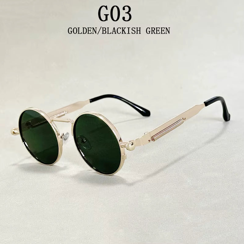 Retro round Punk Sunglasses for Men Vintage Steampunk Sunglasses Women Trendy Fashion Glasses Luxe Gafas De Sol Hombre Zonnebril