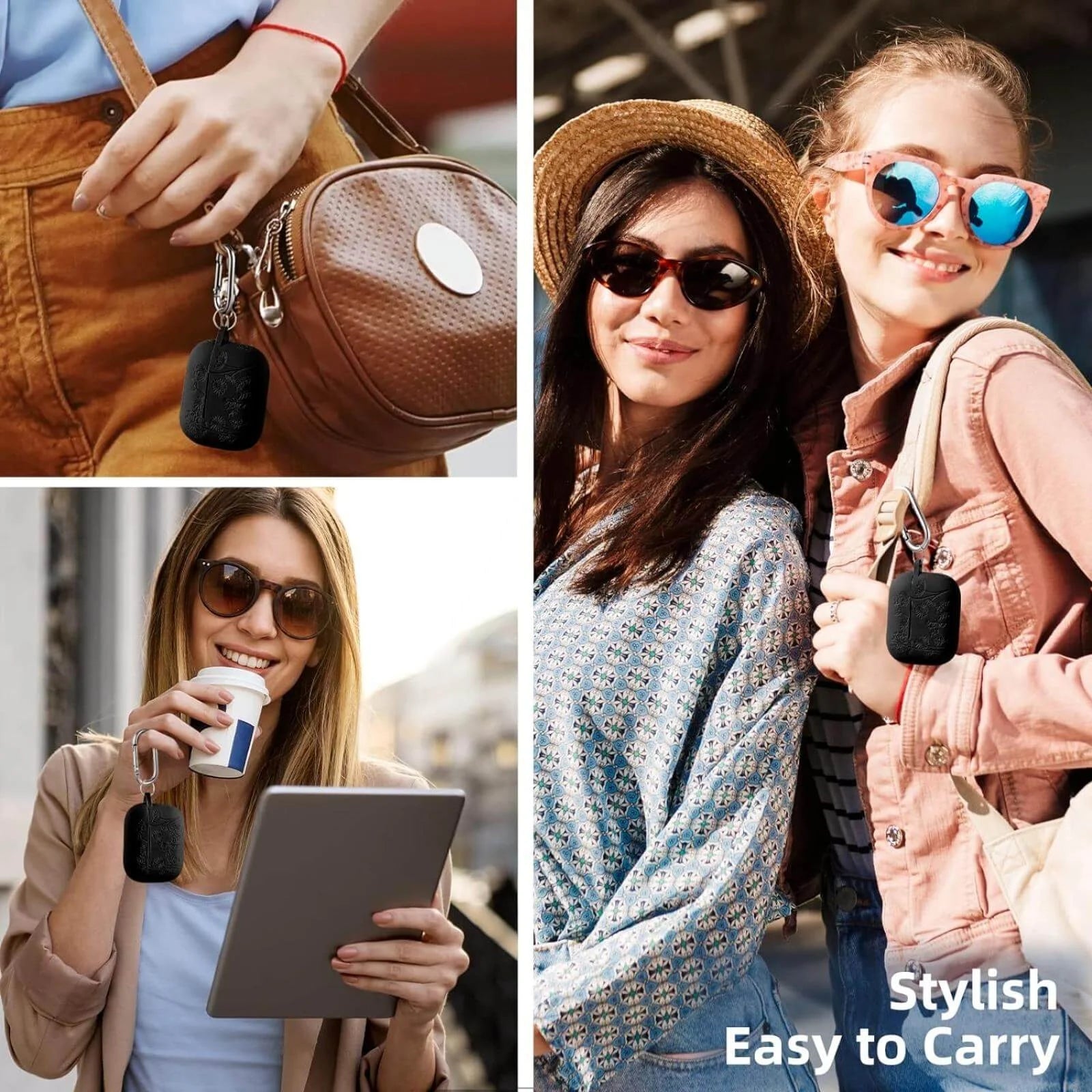 for Airpods Pro 2 Case, Flower Engraved Silicone Protective Case for Apple Airpod Pro 2Nd/1St Generation Case with Keychain for Women Men, Black