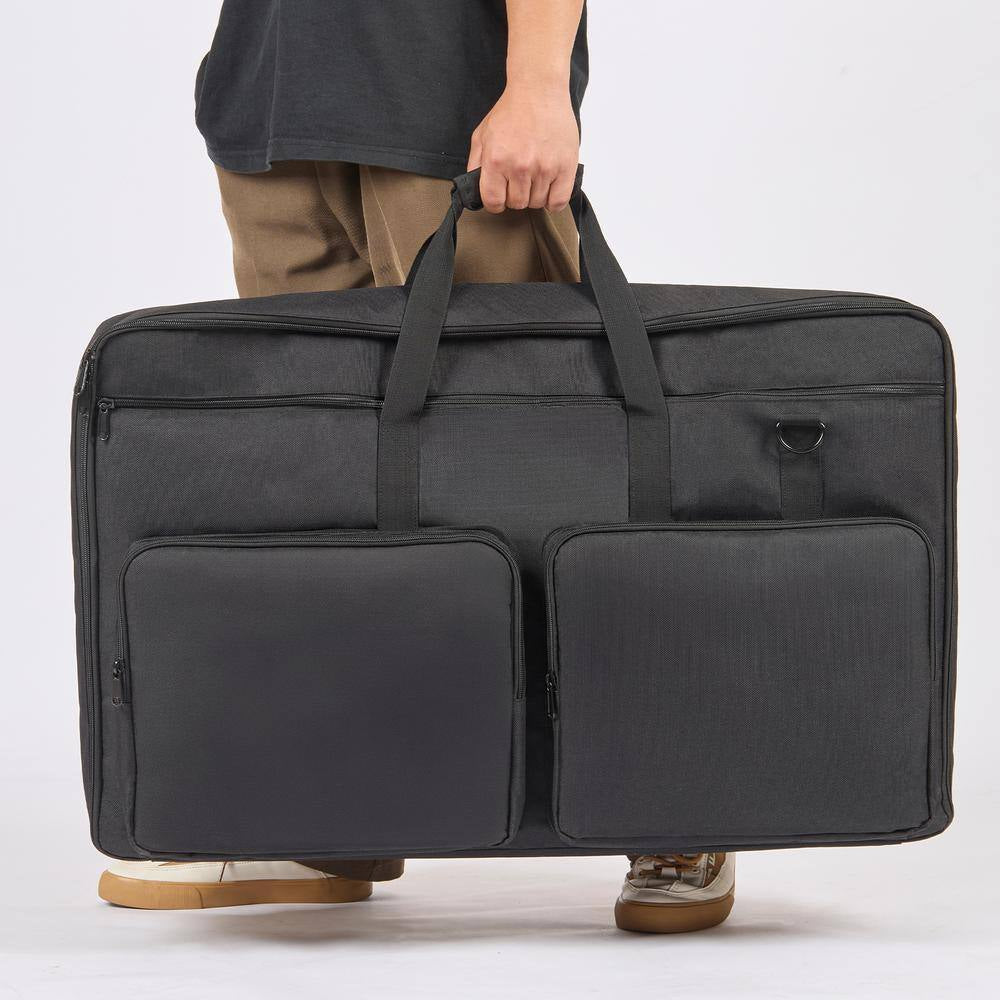 Padded DJ Mixer Gig Bag, 1200D Oxford Fabric, with Storage Pocket, 4.92 Ft. Removable Strap Black plus Orange
