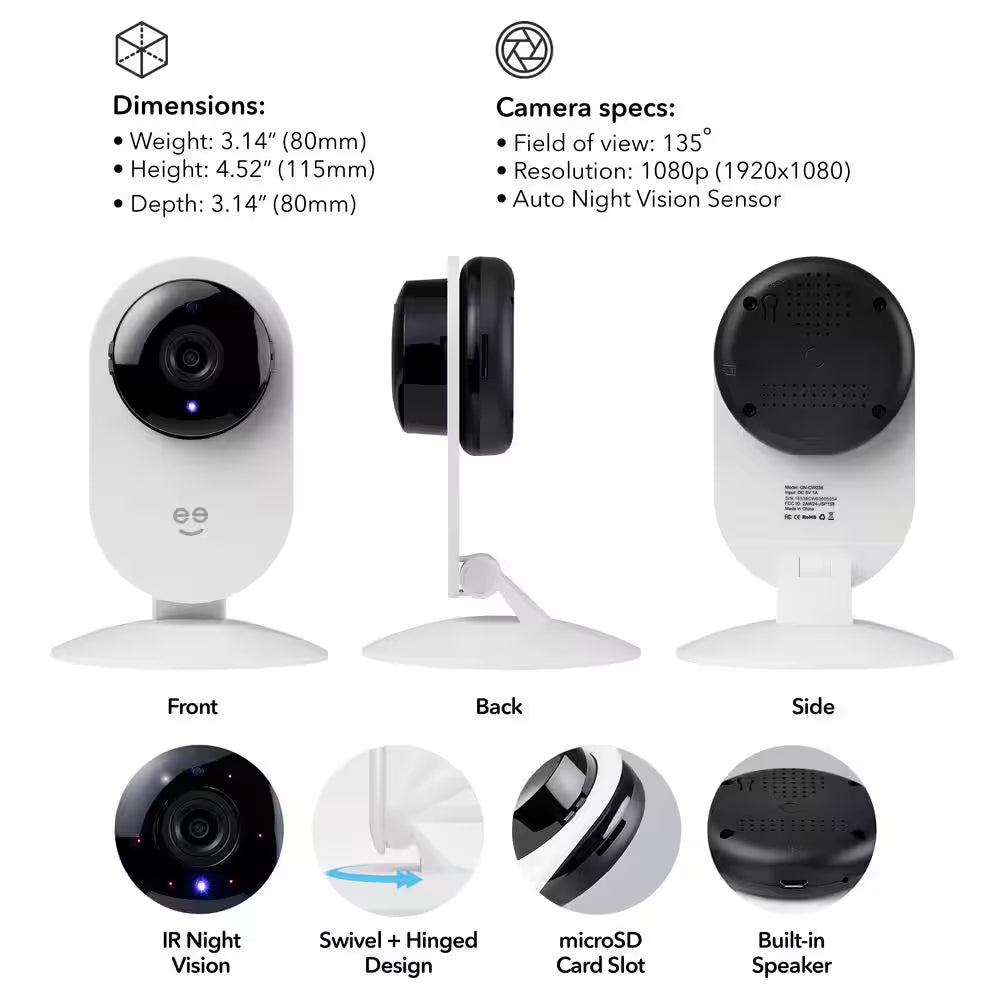 Glimpse 1080P HD Wireless Smart Camera - Indoor Home Security Camera - No Hub Required - Voice Control