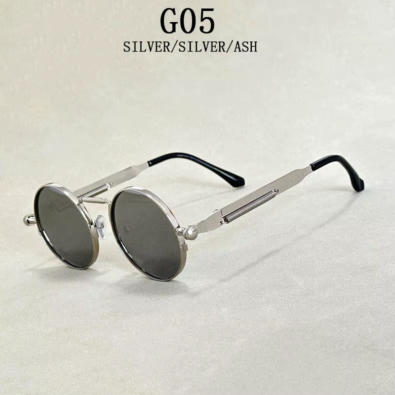 Retro round Punk Sunglasses for Men Vintage Steampunk Sunglasses Women Trendy Fashion Glasses Luxe Gafas De Sol Hombre Zonnebril