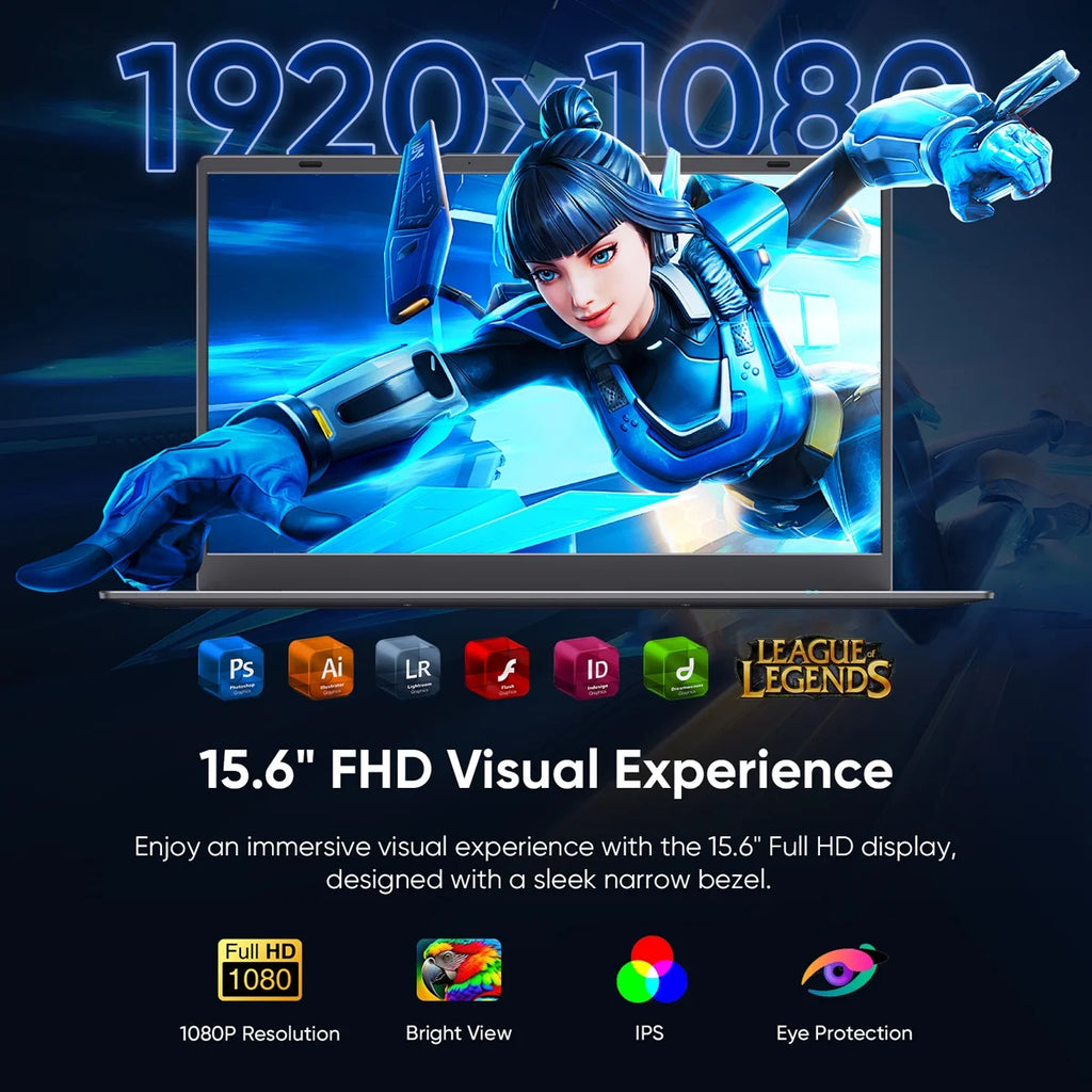 Laptop  15.6" Windows 11 PC Intel N95 4C4T 12GB+1024GB, Notebook Grey