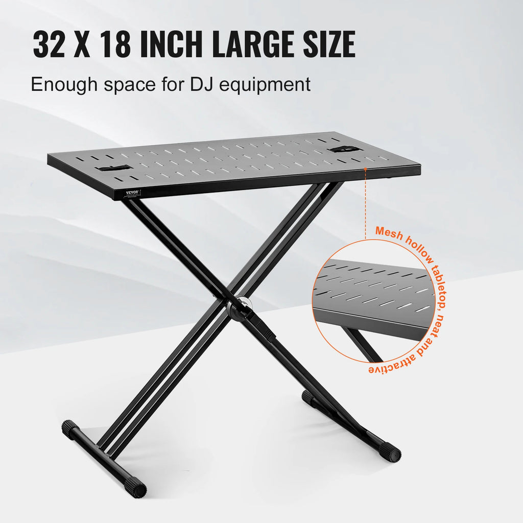 Succebuy DJ Table Stand 32" X 20" Portable Laptop and Controller Foldable Double-X Braced Keyboard Stand Tabletop Audio Mixer