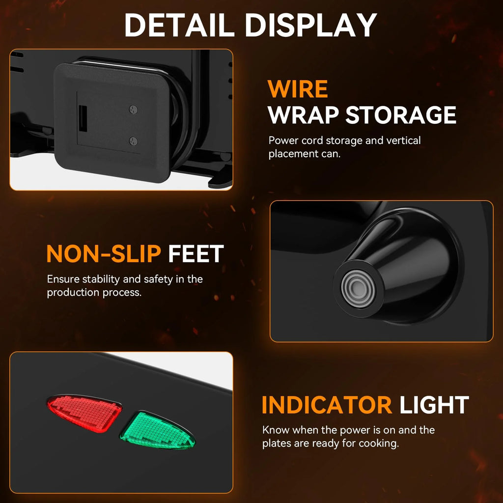 Electric Sandwich Maker, 750W Panini Sandwich Maker, with Non-Stick Flat Plates LED Indicator Lights, Thermostat Control, Cool Touch Handle, Compact Sandwich Maker Perfect for Cooking Breakfast