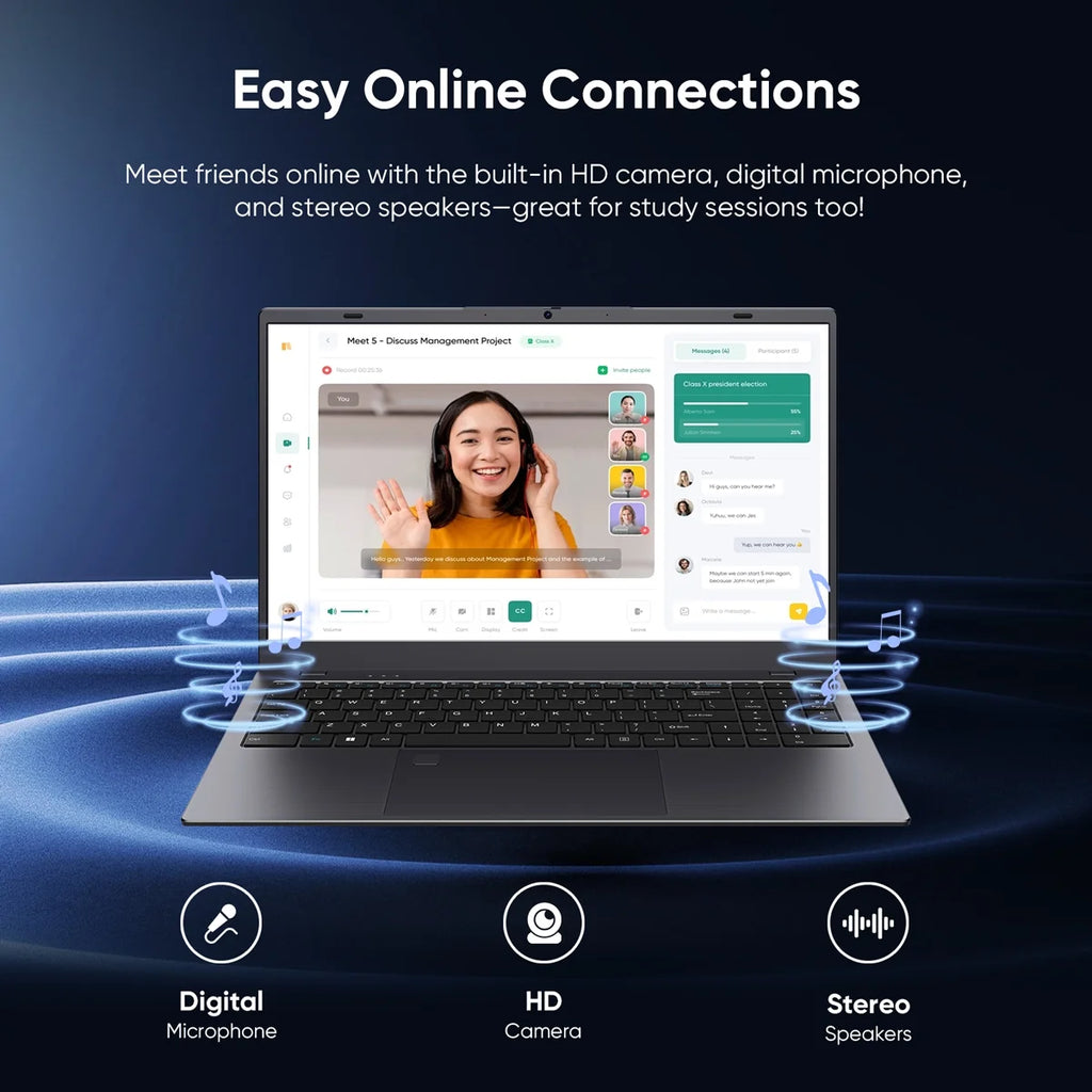 Laptop  15.6" Windows 11 PC Intel N95 4C4T 12GB+1024GB, Notebook Grey