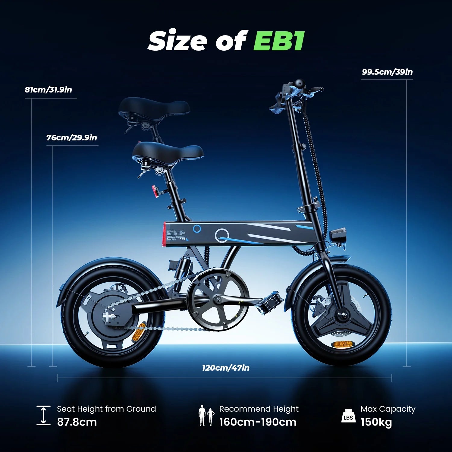 14" Foldable Electric Bicycle for Adults,500W 36V/7.8Ah Electric Bike,Lcd,20Mph Commuter E Bike for Teen, UL 2849