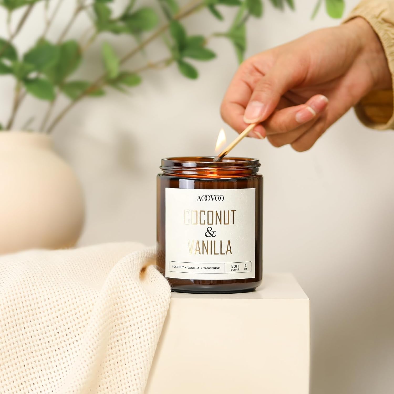 Coconut Vanilla Candles - 9 Oz Scented Candles, Aromatherapy Candle, Soy Candle for Home Scented