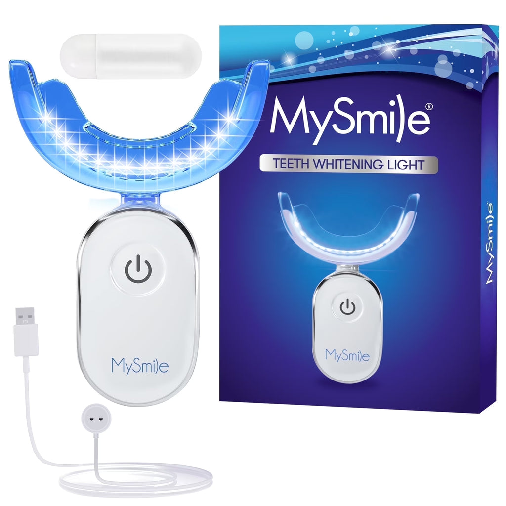 28-LED Powerful Teeth Whitening Light Tray with 4Ml Sample Teeth Whitening Gel, IPX7 Waterproof Rechargeable Tooth Whitener Accelerator