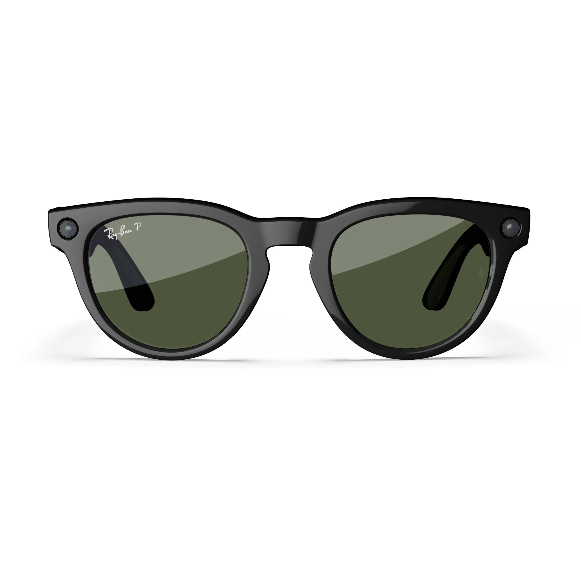 , Headliner Glasses with  AI, Audio, Photo, Video Compatibility, Shiny Black, Green Lenses, Regular Fit