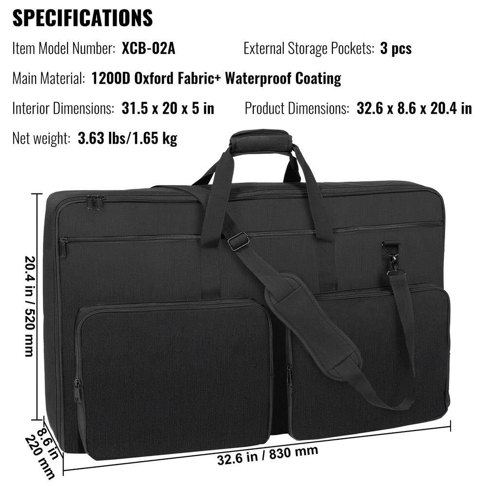 Padded DJ Mixer Gig Bag, 1200D Oxford Fabric, with Storage Pocket, 4.92 Ft. Removable Strap Black plus Orange