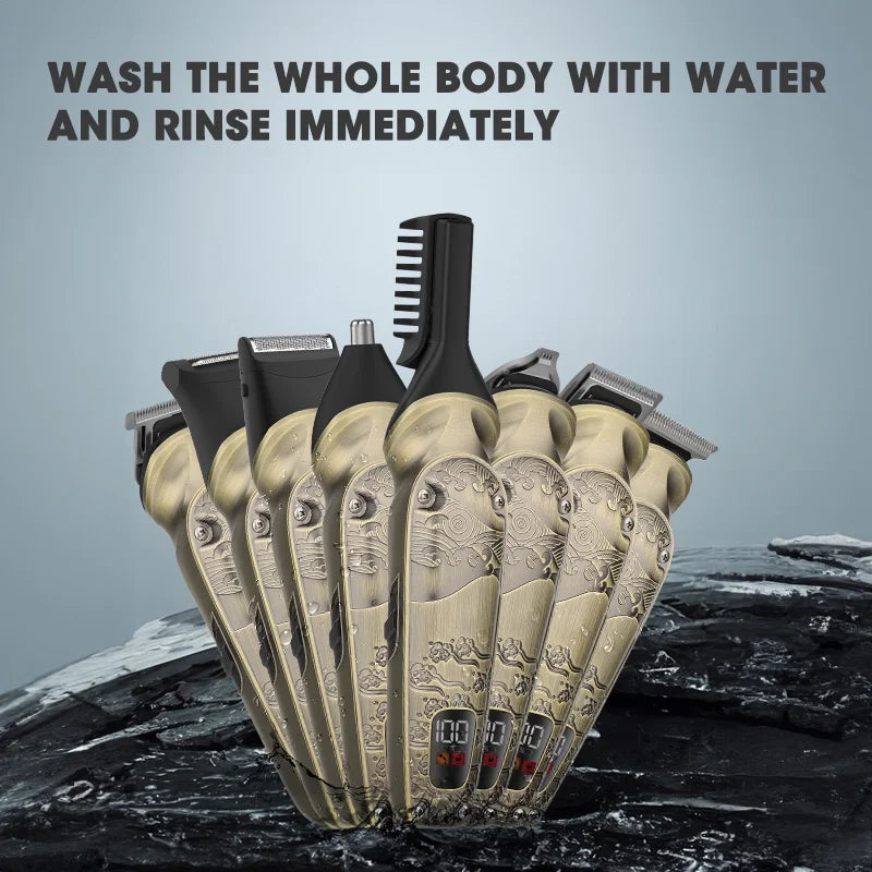 Beard Trimmer and Electric Razor Multifunction Kit, 26 Piece, Gold