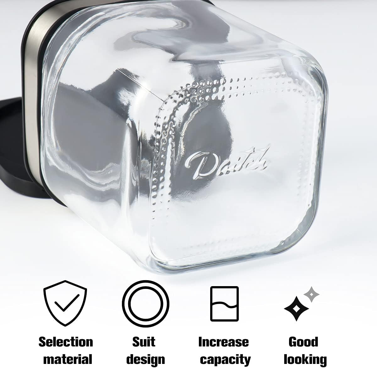 Condiment Seal Jar Spice Container with Lids and Spoons，Clear Glass Condiment Canisters Pots Seasoning Box Salt Container Sugar Bowl Set of .Used in Kitchen, Coffee Table,Set of 3