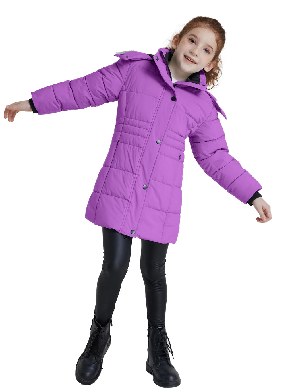 Girls' Winter Jacket Waterproof Winter Coat Insulated Puffer Jacket Purple 10/12