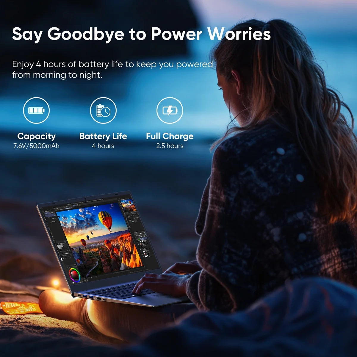 Laptop  15.6" Windows 11 PC Intel N95 4C4T 12GB+1024GB, Notebook Grey