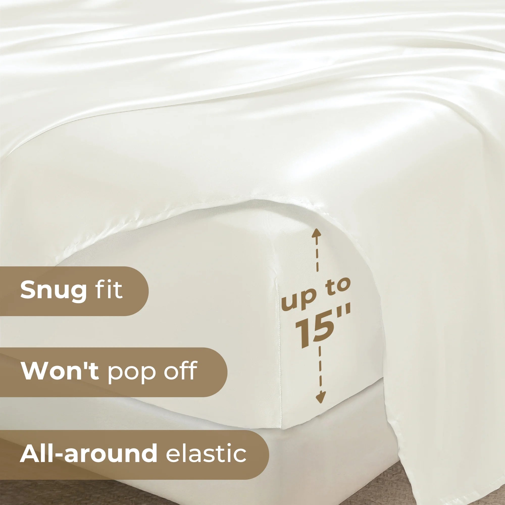 Satin Sheets Ivory Soft Microfiber Silk Bed Set 3Pcs Twin Sheets