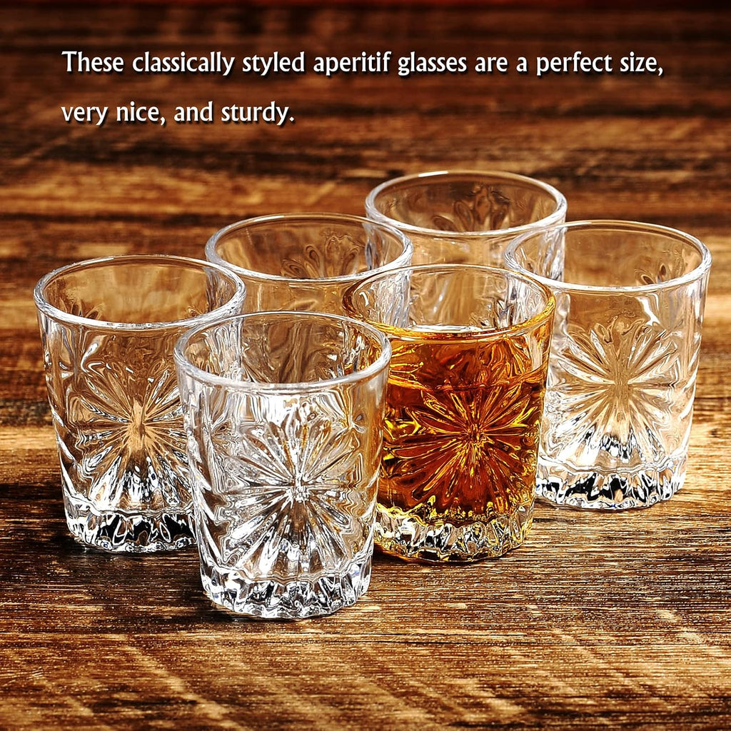 Mini Shot Glass Set of 6 - Clear Tasting Glasses, 1.75Oz Each