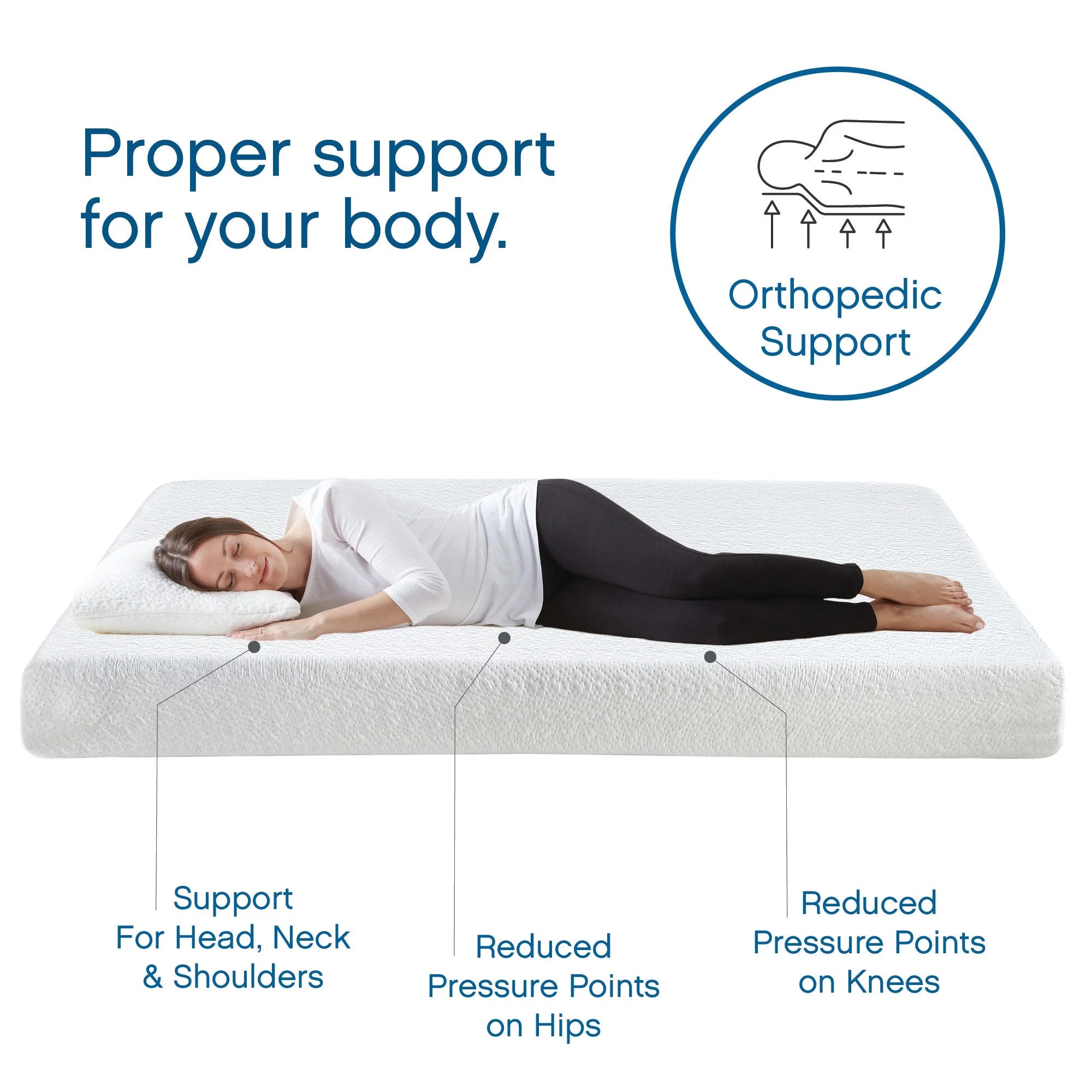 8" Full Size Medium Tight Top Gel Memory Foam Mattress, White